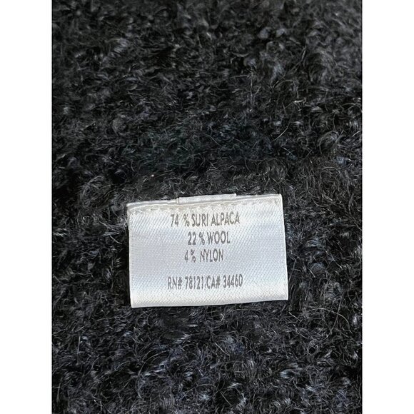 Eileen Fisher Black Wool Alpaca Buckle Knit Cardigan Sweater - Peru - Picture 7 of 7